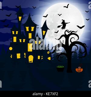 Forêt la nuit sur halloween Illustration de Vecteur
