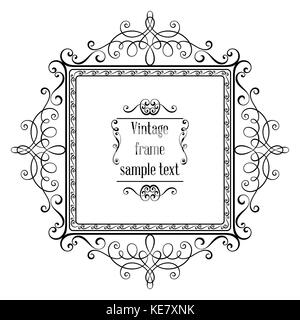 Carte de vœux d'ornement vintage modèle vectoriel avec cadre et s'épanouit. invitation de luxe rétro, bannière ou un certificat Illustration de Vecteur