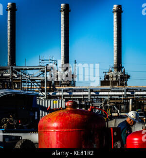 Marcus Hook, NJ, construction de raffineries industrielles. Banque D'Images