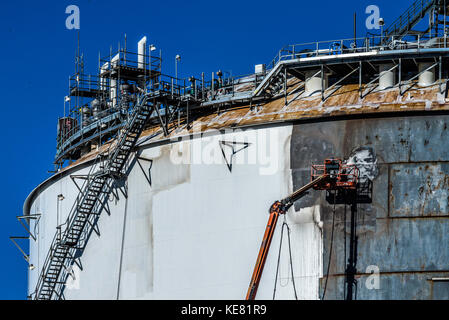 Marcus Hook, NJ, construction de raffineries industrielles. Banque D'Images