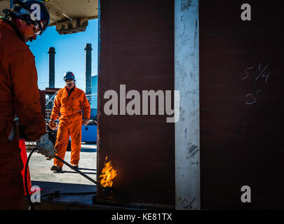 Marcus Hook, NJ, construction de raffineries industrielles. Banque D'Images