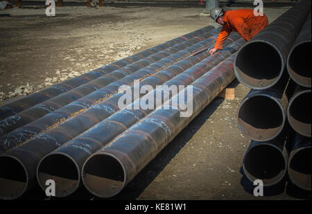 Marcus Hook, NJ, construction de raffineries industrielles. Banque D'Images