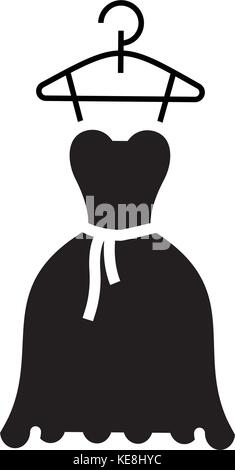 Mariage robe de bal robe - icône, vector illustration, panneau noir sur fond isolé Illustration de Vecteur