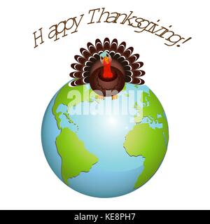 La Turquie sur la terre pour l'oiseau joyeux thanksgiving Illustration de Vecteur