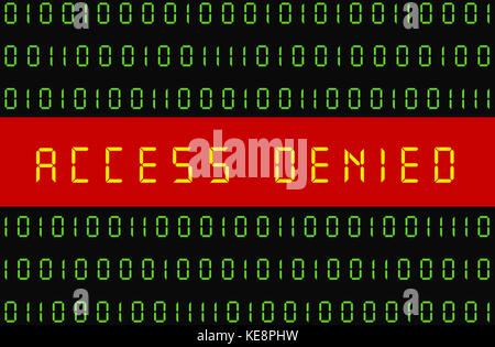 Accès refusé à l'écran avec codes binaires Banque D'Images