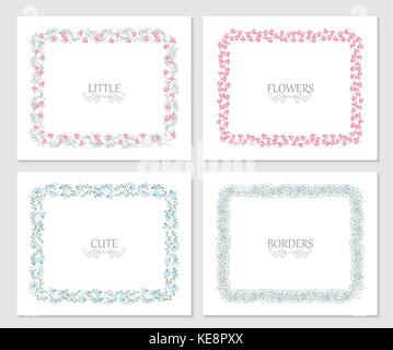 Vector illustration d'un floral frame collection. un ensemble de belles couronnes de fleurs et de branches pour les invitations de mariage et cartes d'anniversaire Illustration de Vecteur