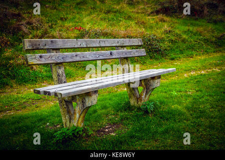 Un vieux banc à kobernausser wald, la plus grande zone boisée en Europe centrale. Banque D'Images