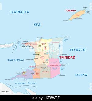 Trinité-et-Tobago carte vectorielle administrative et politique Illustration de Vecteur
