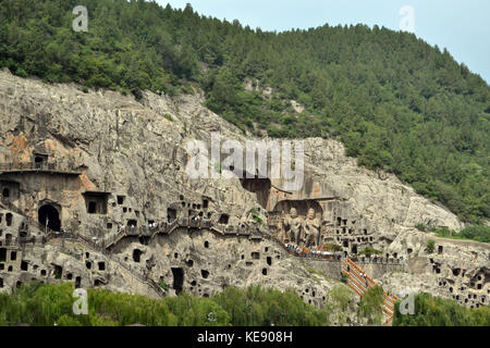 Regard éloigné sur les grottes de Longmen. pic a été prise en septembre 2017 Banque D'Images