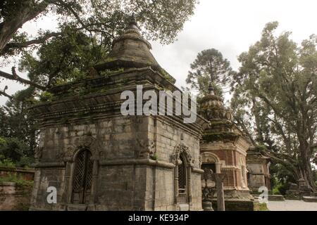 Repetto Noémie / Le pictorium - Népal - Katmandou. temple de Pashupatinath. patrimoine mondial depuis 1979. - 20/09/2017 - Népal Katmandou / / Kathmandu - Népal - KATMANDOU. Le temple de Pashupatinath. patrimoine mondial de l'humanité depuis 1979. migrateurs situé plus haut sur la colline. Banque D'Images