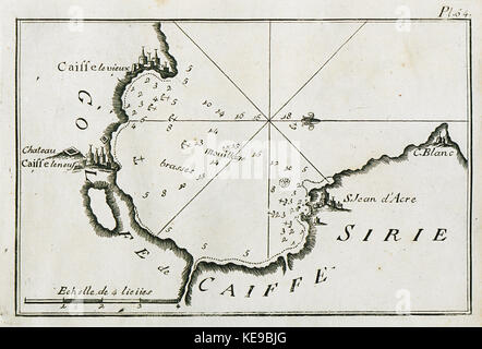 Plan de la baie et le port d'Haïfa en Israël Roux Joseph 1804 Banque D'Images