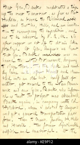 Extrait des journaux de Thomas Butler Gunn, volume 22, page 40, daté du 21 janvier 1863. L'entrée fournit un aperçu des expériences personnelles et du contexte historique de l'ère de la guerre de Sécession. Banque D'Images