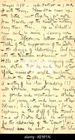 Cette entrée dans les journaux intimes de Thomas Butler Gunn du 9 février 1863 donne un aperçu de ses observations personnelles et de ses réflexions historiques pendant la période de la guerre de Sécession, capturant des moments importants de sa vie et les événements entourant l'époque. Banque D'Images