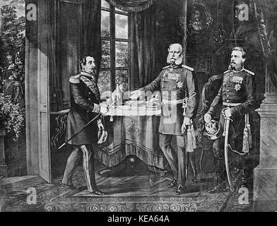 Napoléon III se rend à Wilhelm I et du prince Frederick Banque D'Images