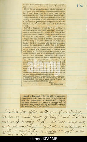 Thomas Butler Gunn Diaries Volume 15, page 207, le 23 janvier 1861 (coupure de presse) Banque D'Images