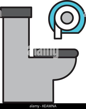 La cuvette des toilettes et baignoire équipement papier distributeur icon Illustration de Vecteur