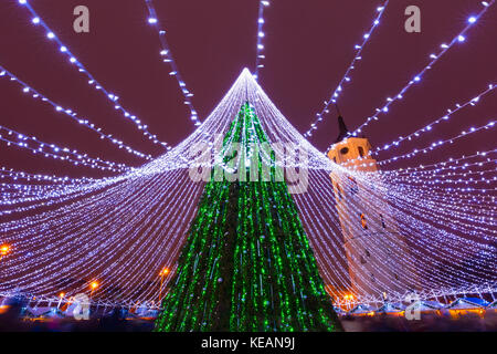 Arbre de Noël à Vilnius, Lituanie Banque D'Images