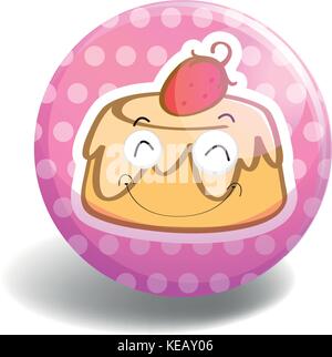 Badge rond avec pudding sur fond rose Illustration de Vecteur