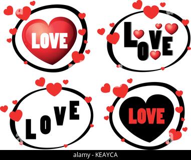 Illustration de la conception de l'amour quatre signes Illustration de Vecteur