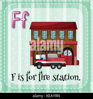 Jeu de lettre f pour fire station Illustration de Vecteur