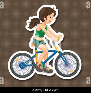Happy girl riding bicycle seul Illustration de Vecteur