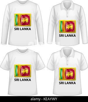 Quatre dessins de t-shirt avec drapeau sri Lanka Illustration de Vecteur