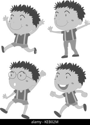 Happy boy dans quatre différentes actions Illustration de Vecteur