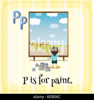 Alphabet flashcard p est pour la peinture Illustration de Vecteur