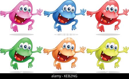 Couleur différents monstres sauter de haut Illustration de Vecteur