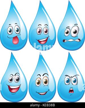 Illustration de la goutte d'eau avec des expressions faciales Illustration de Vecteur