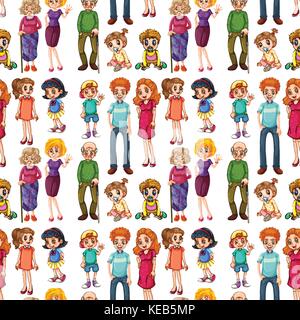 Les membres de la famille parfaite à différents âges Illustration de Vecteur