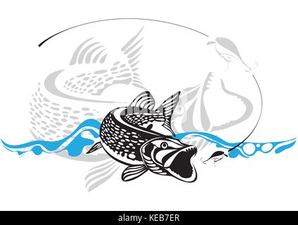 Le brochet, leurre de pêche, vector illustration Illustration de Vecteur