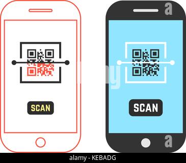 Deux téléphones scanning qr code Illustration de Vecteur