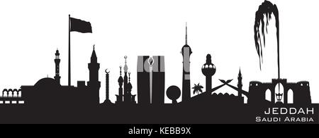 Jeddah Arabie Saoudite skyline silhouette vecteur détaillées Illustration de Vecteur