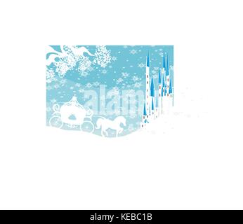 Paysage d'hiver avec château et transport Illustration de Vecteur