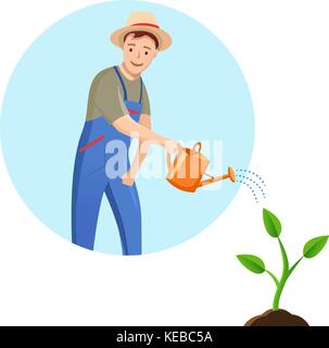 Homme jardinier sur fond blanc Illustration de Vecteur