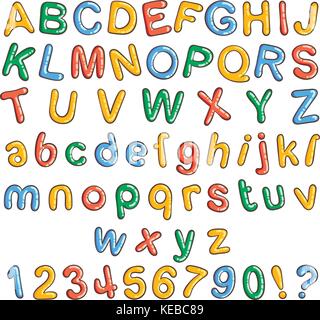 Bulle bulle cartoon. police lettres avec glint. vector collection caractères Illustration de Vecteur