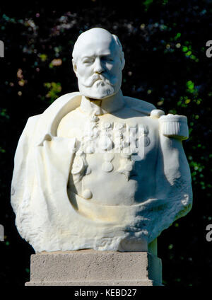 Bruxelles, Belgique. Buste d'Émile Pierre Joseph tempêtes (1846-1918), soldat et explorer, Square de Meeus Banque D'Images