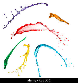 Superbe collection d'éclaboussures de couleur sur fond blanc Banque D'Images