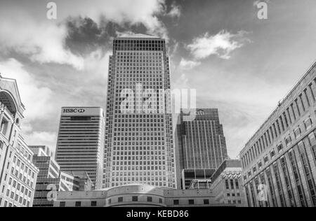 Canary Wharf au coeur du quartier financier, tourné le 29 septembre 2017 Londres, Angleterre Banque D'Images