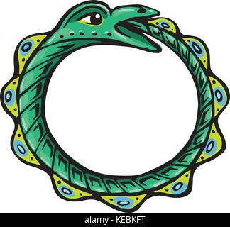 Serpent vert mange sa propre queue Illustration de Vecteur