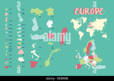 Carte du monde europe illustration vectorielle très détaillées Illustration de Vecteur