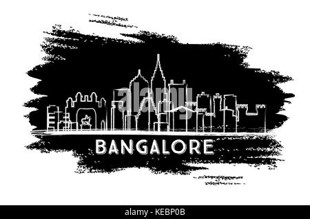 Bangalore Inde Skyline Silhouette. Croquis dessinés à la main. Les voyages d'affaires et tourisme Concept avec l'architecture moderne. Vector Illustration. Illustration de Vecteur