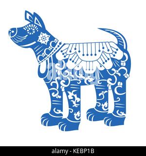 Chien. Nouvel an chinois symbole zodiaque 2018. Vector illustration. Illustration de Vecteur