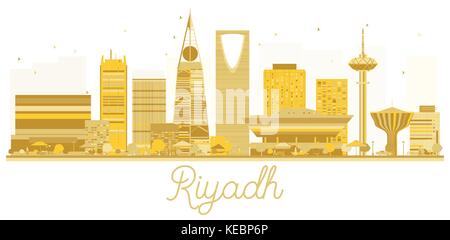 Riyadh city skyline silhouette d'or. vector illustration. Les voyages d'affaires de Riyad. concept isolé sur fond blanc Illustration de Vecteur