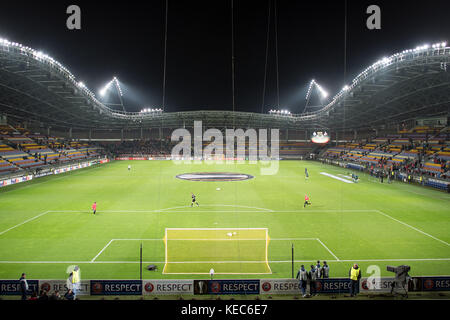 Barysaw, Biélorussie. 19 octobre 2017. Vue de la Barysaw Arena avant le match de football en phase de groupes de la Ligue Europa entre le FC BATE Borisov et le 1. FC Cologne à Barysaw, Biélorussie, 19 octobre 2017. Crédit : Federico Gambarini/dpa/Alamy Live News Banque D'Images