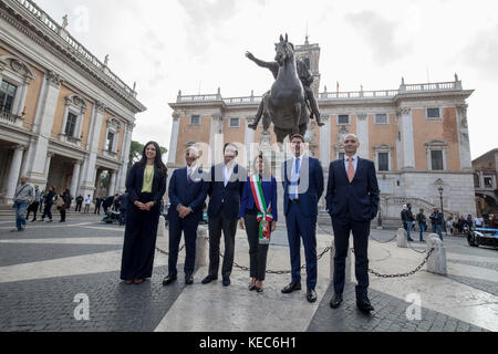 Campidoglio presentazione formule e Gran Premio di Roma capitale con la sindaca raggi, alejandro agas, Angelo sticchi damiani, roberto diacetti, Virginie raggi, meleo e frongia ***no web***Pas quotidiani*** Banque D'Images