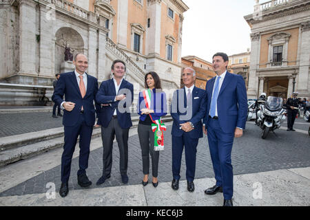 Campidoglio presentazione formule e Gran Premio di Roma capitale con la sindaca raggi, alejandro agas, Angelo sticchi damiani, roberto diacetti, Virginie raggi, meleo e frongia ***no web***Pas quotidiani*** Banque D'Images