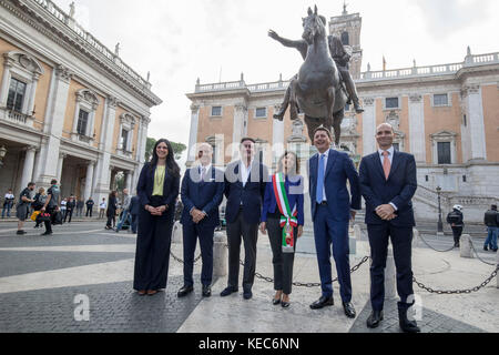 Campidoglio presentazione formule e Gran Premio di Roma capitale con la sindaca raggi, alejandro agas, Angelo sticchi damiani, roberto diacetti, Virginie raggi, meleo e frongia ***no web***Pas quotidiani*** Banque D'Images
