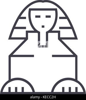 L'icône de la ligne du vecteur sphinx, signe, l'illustration en arrière-plan, coups modifiable Illustration de Vecteur